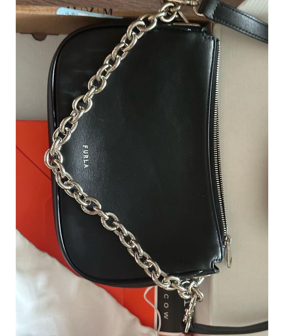 FURLA Черная кожаная сумка через плечо, фото 2