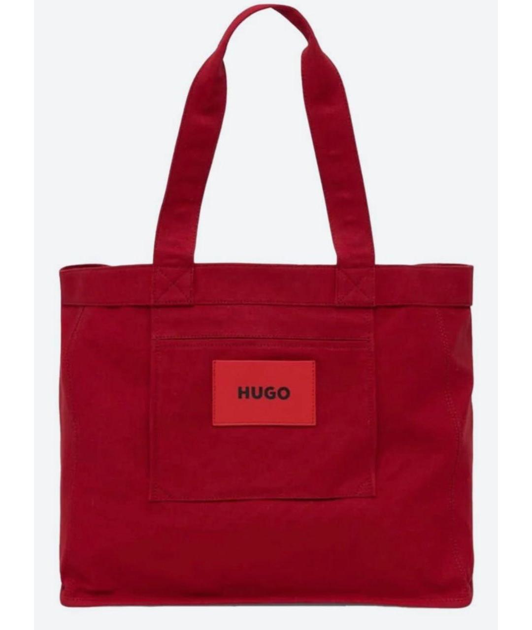 HUGO BOSS Красная хлопковая сумка тоут, фото 4