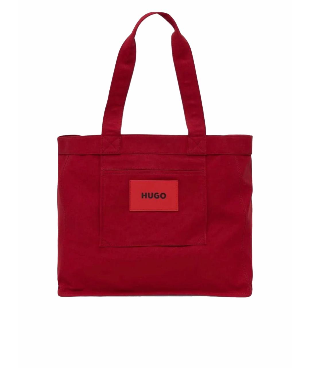 HUGO BOSS Красная хлопковая сумка тоут, фото 1