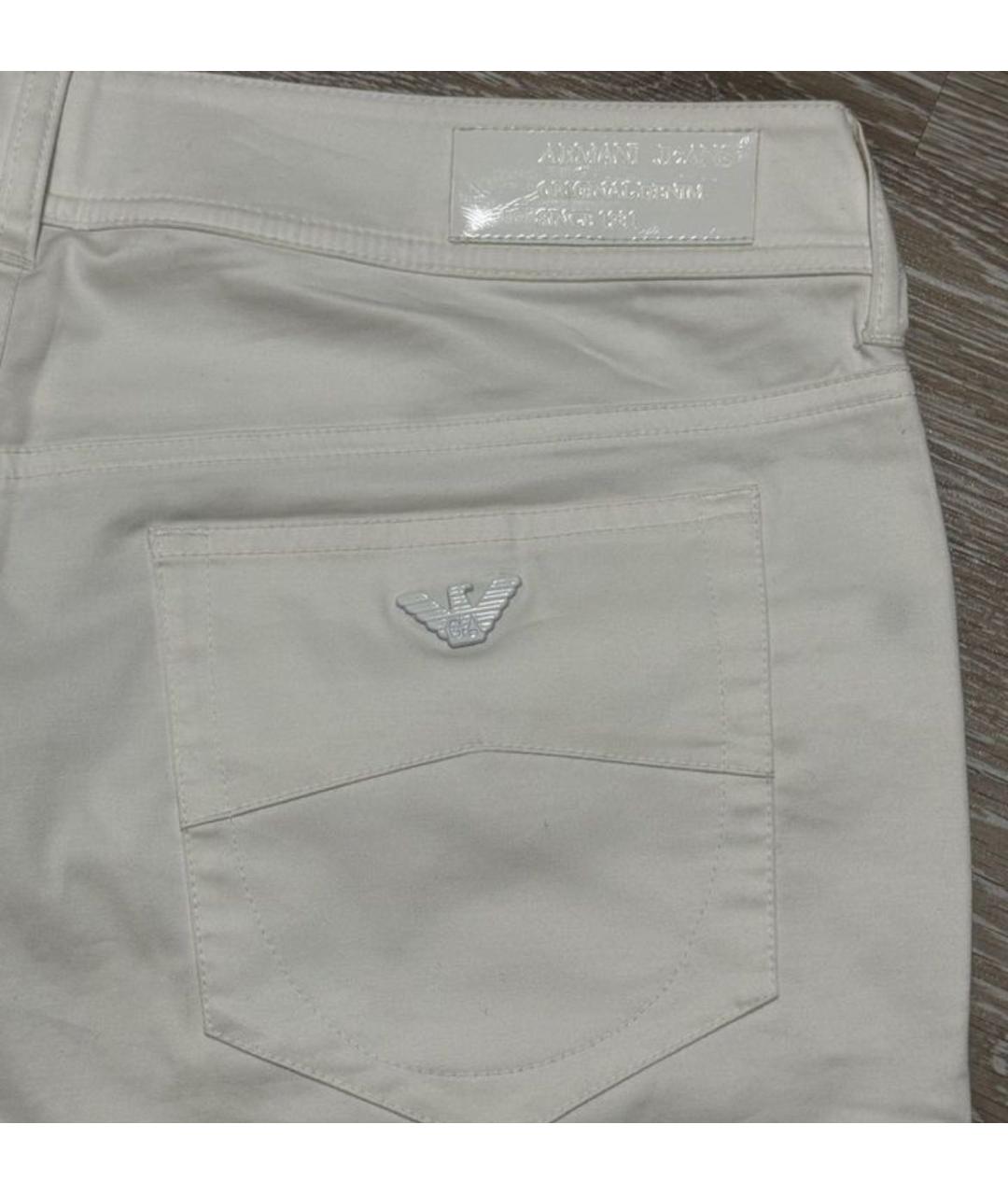 ARMANI JEANS Белые хлопко-эластановые прямые джинсы, фото 6