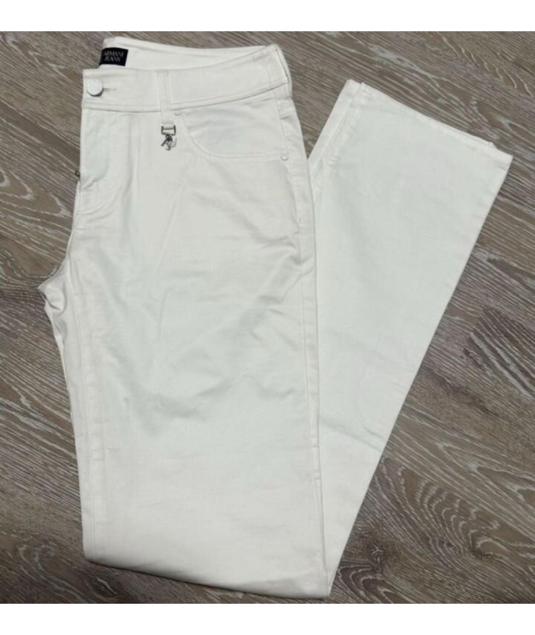 ARMANI JEANS Белые хлопко-эластановые прямые джинсы, фото 2