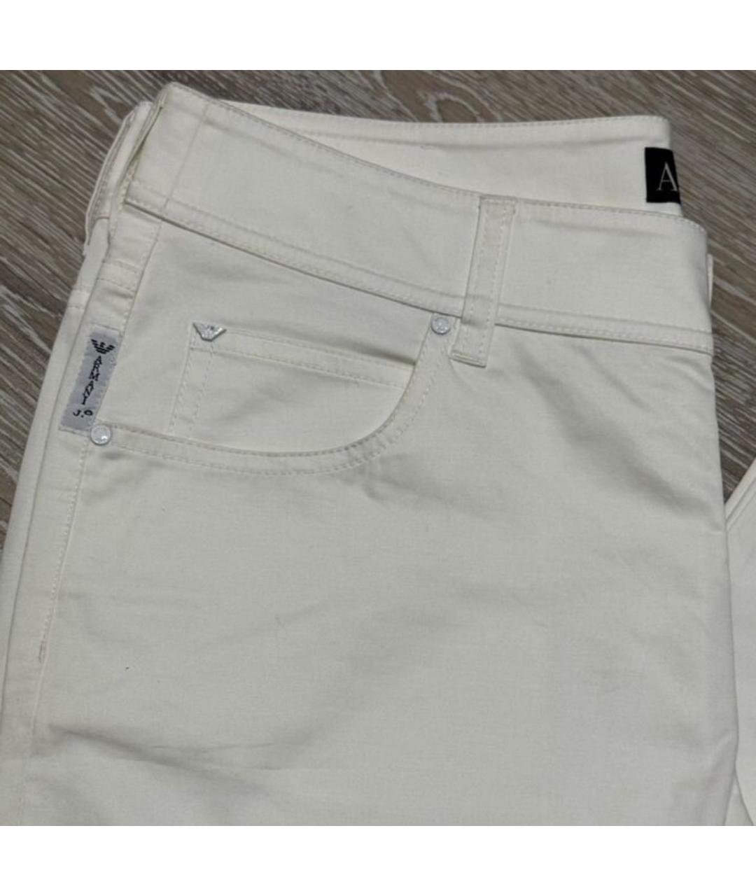ARMANI JEANS Белые хлопко-эластановые прямые джинсы, фото 8