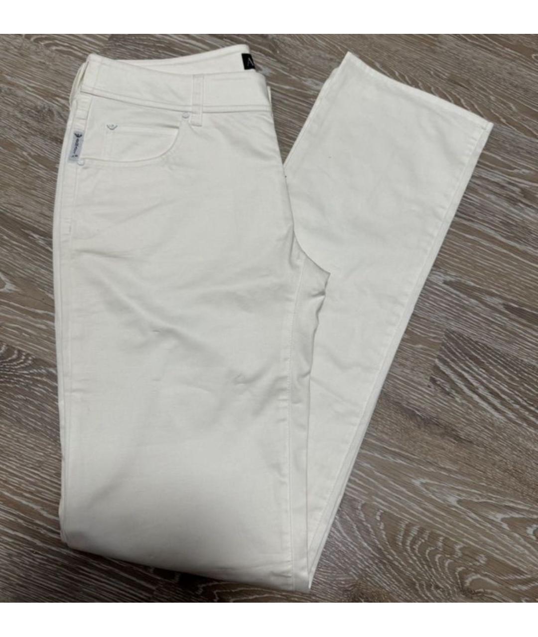 ARMANI JEANS Белые хлопко-эластановые прямые джинсы, фото 4