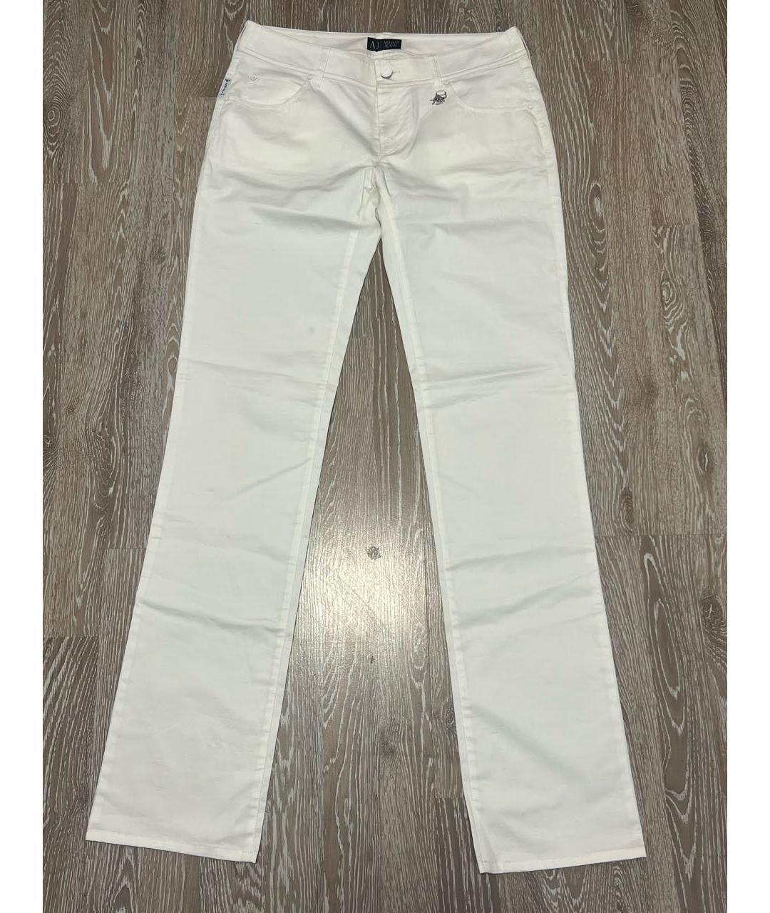 ARMANI JEANS Белые хлопко-эластановые прямые джинсы, фото 9