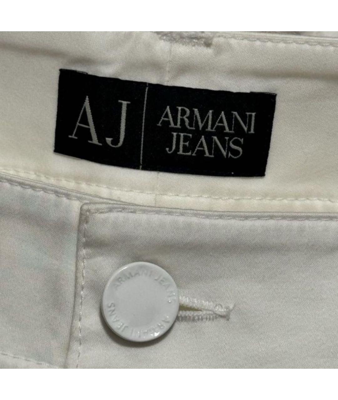 ARMANI JEANS Белые хлопко-эластановые прямые джинсы, фото 5