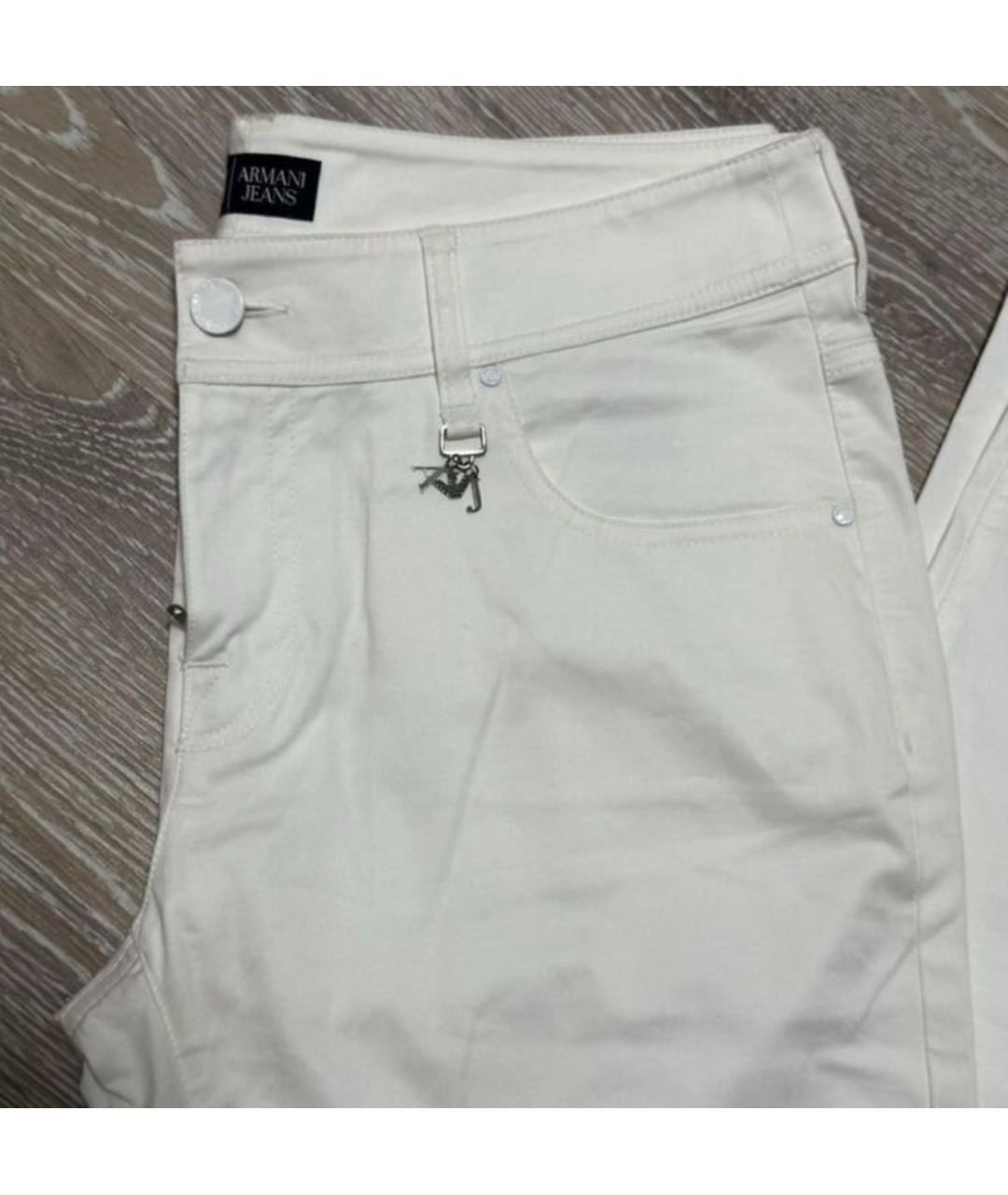 ARMANI JEANS Белые хлопко-эластановые прямые джинсы, фото 7
