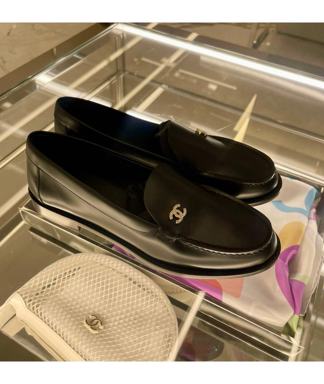 CHANEL Черные кожаные лоферы, фото 5