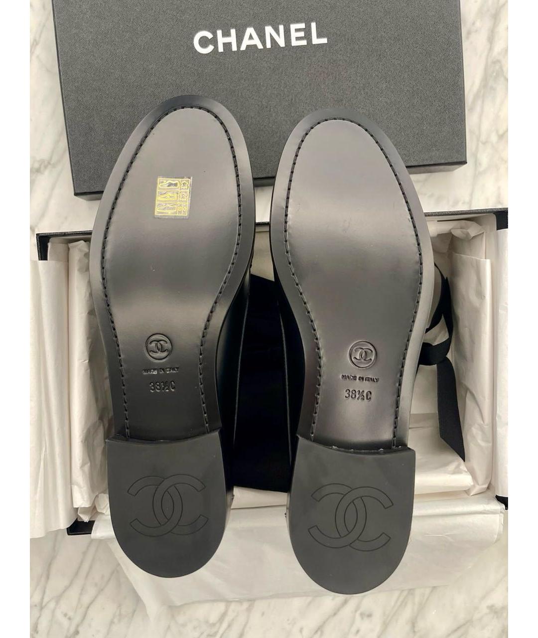CHANEL Черные кожаные лоферы, фото 3