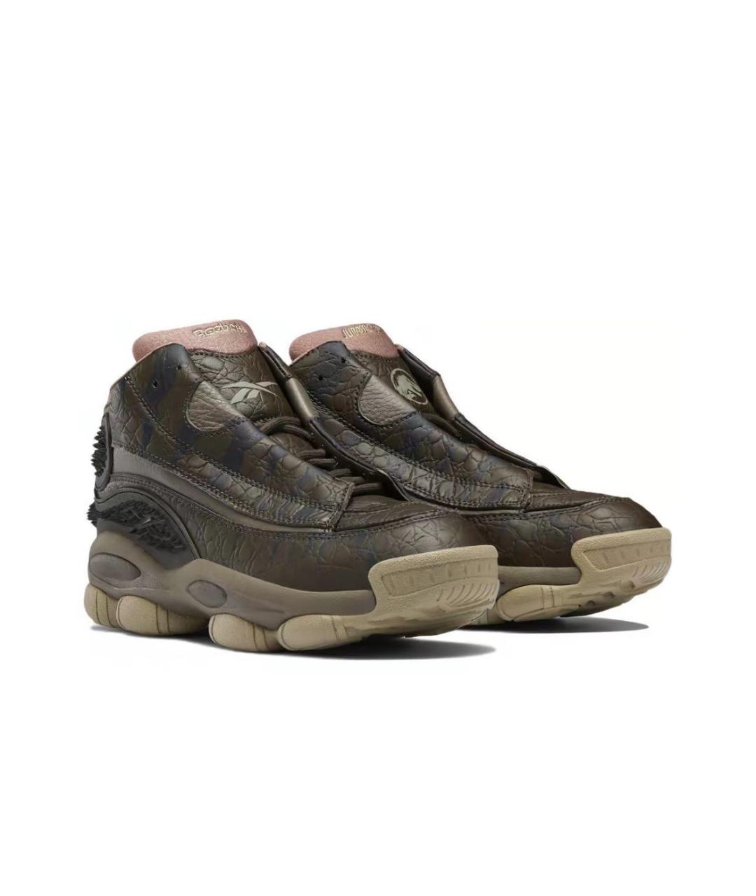 REEBOK Хаки кожаные высокие кроссовки / кеды, фото 2