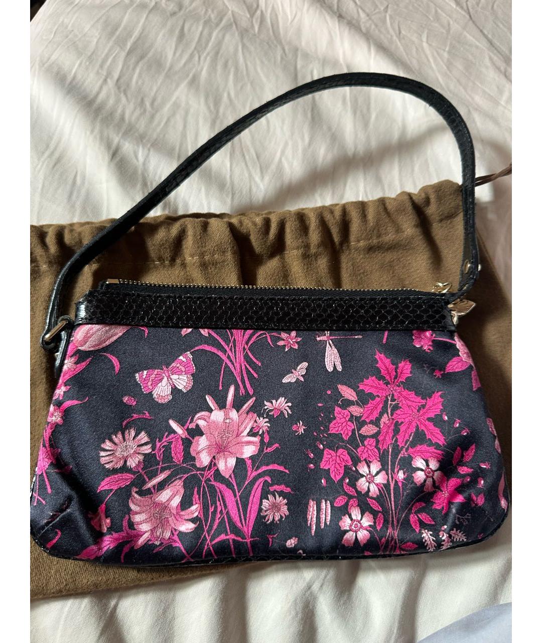 GUCCI Черная шелковая сумка с короткими ручками, фото 3