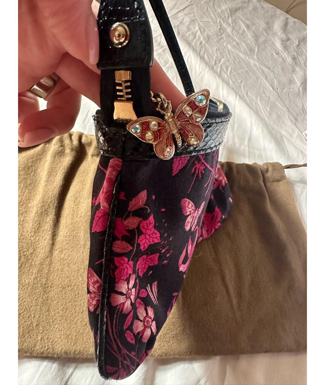 GUCCI Черная шелковая сумка с короткими ручками, фото 2