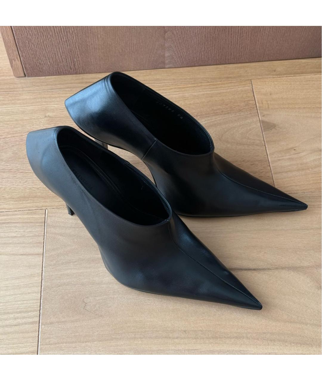 BALENCIAGA Черные кожаные ботильоны, фото 4