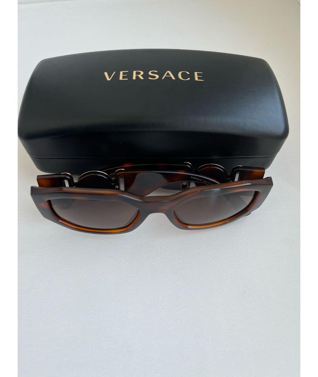 VERSACE Коричневые пластиковые солнцезащитные очки, фото 2