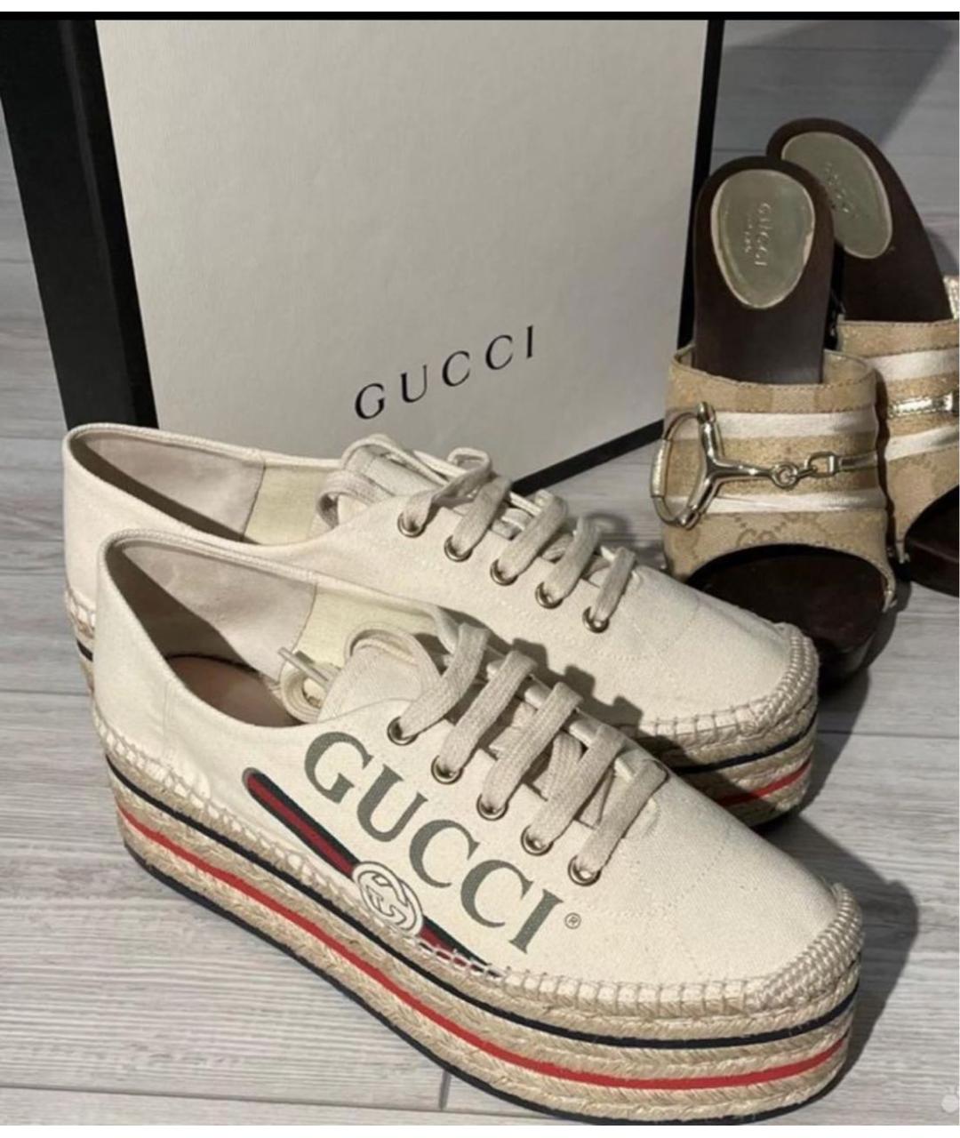 GUCCI Бежевые текстильные кроссовки, фото 2
