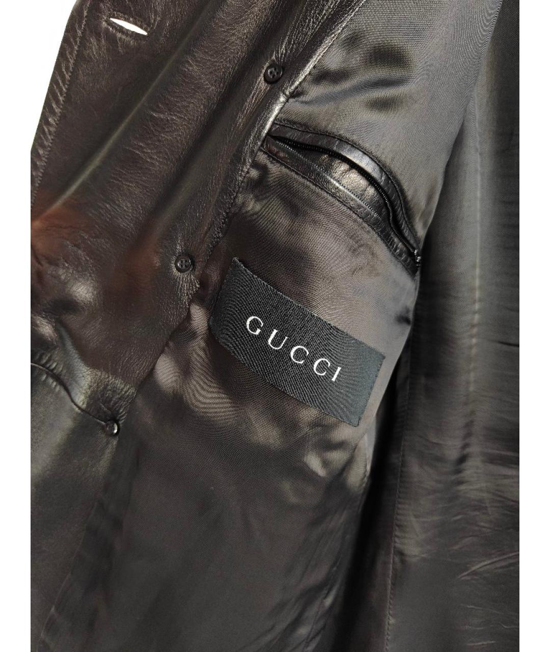 GUCCI Черное кожаное пальто, фото 8