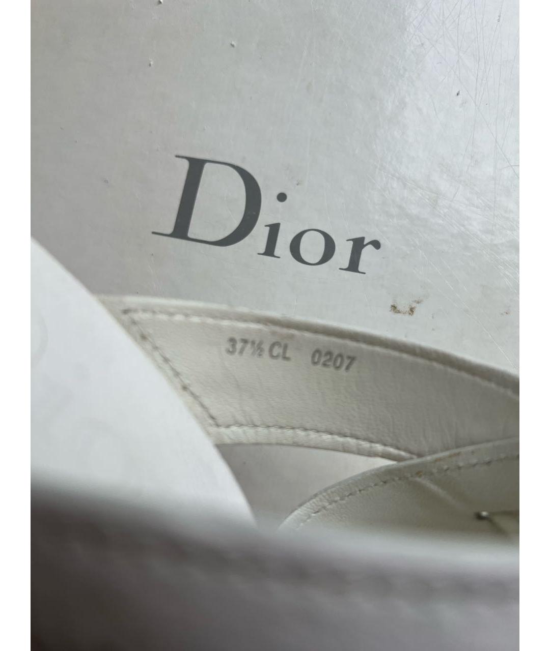 CHRISTIAN DIOR Белые кожаные босоножки, фото 7