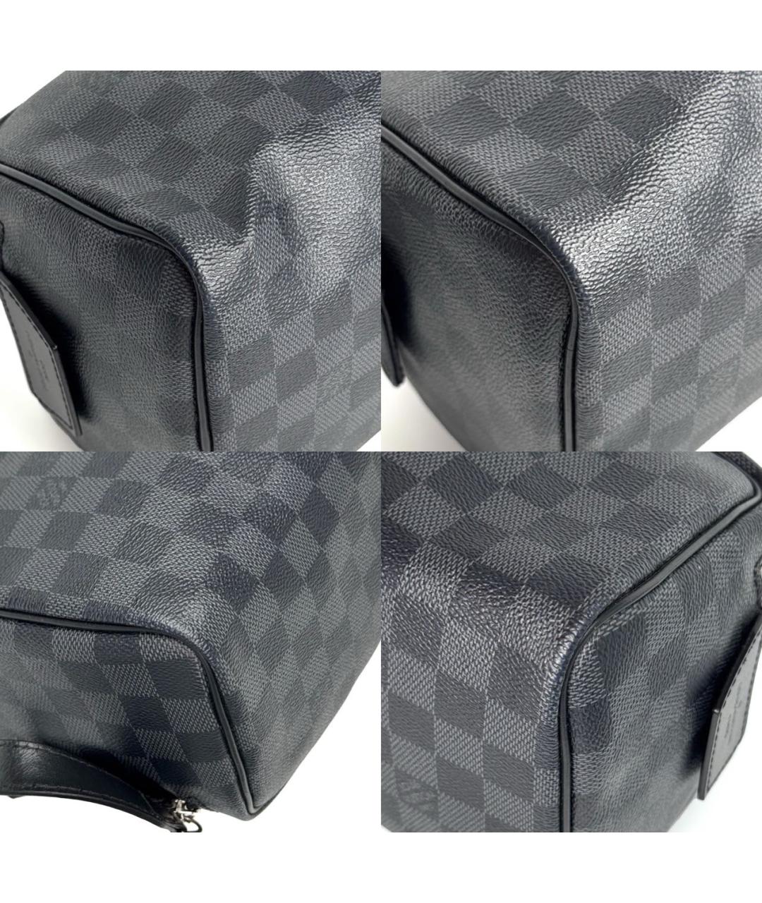 LOUIS VUITTON Черная кожаная барсетка, фото 7