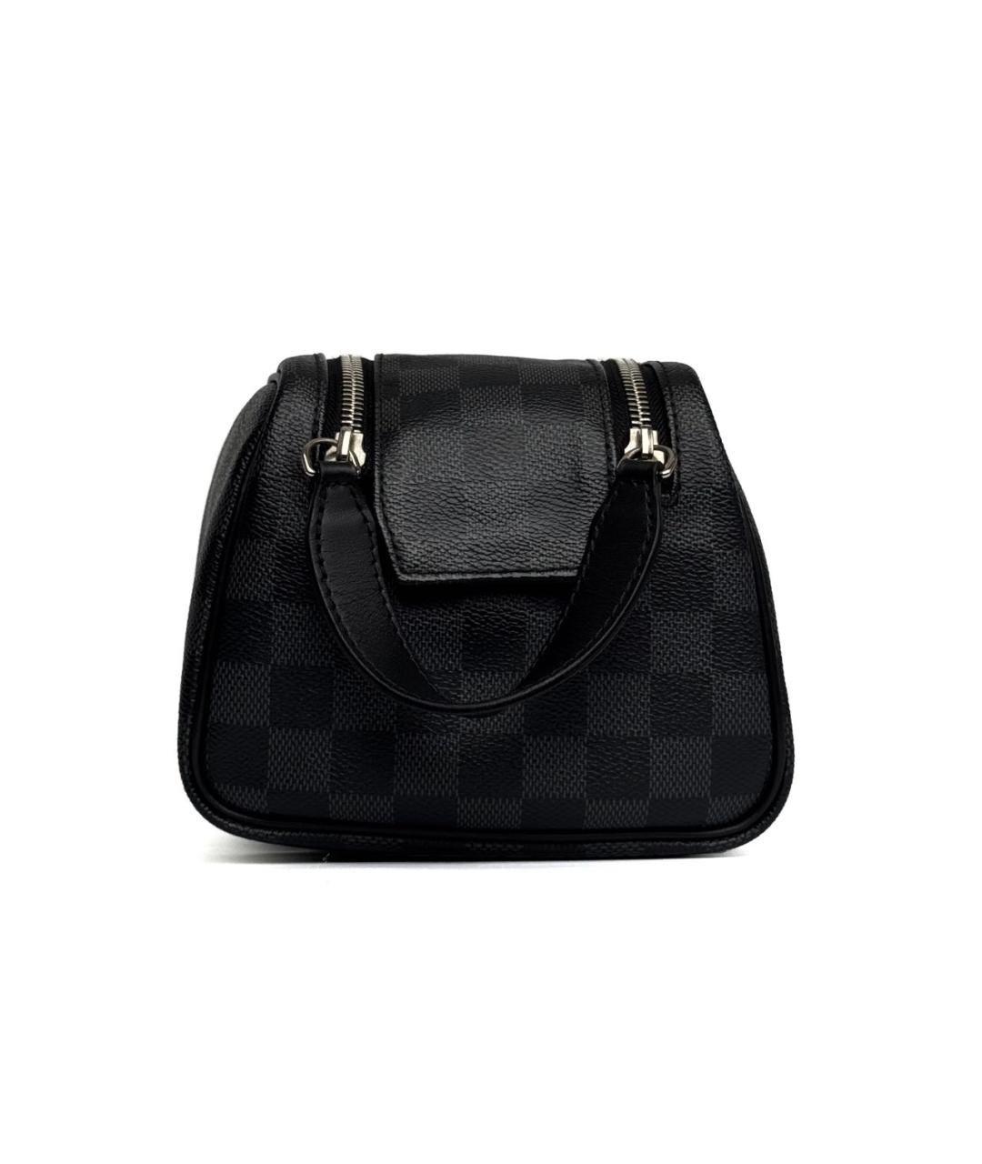 LOUIS VUITTON Черная кожаная барсетка, фото 4