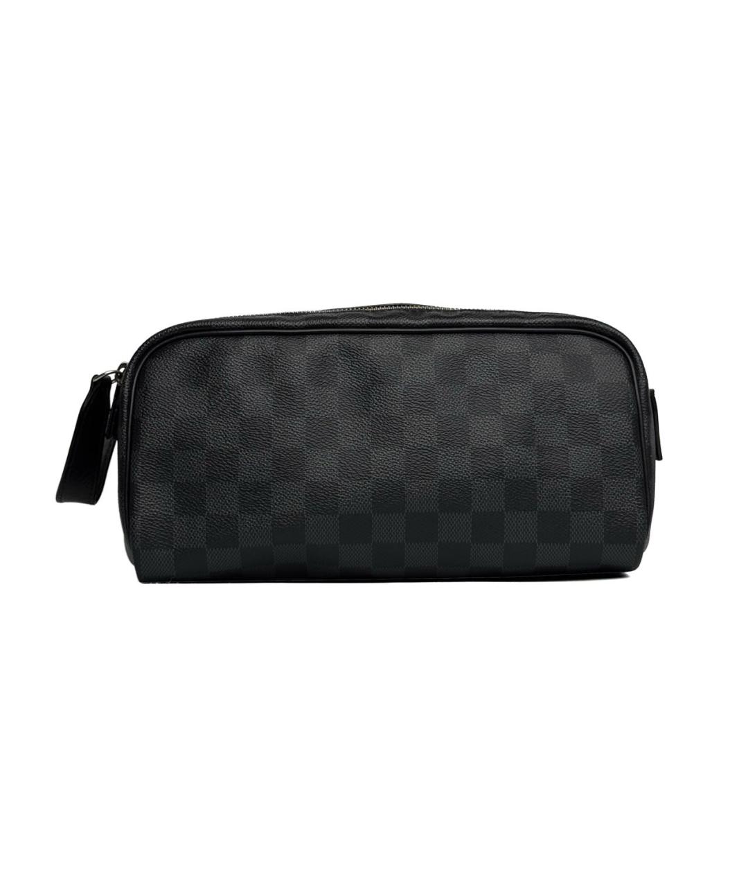 LOUIS VUITTON Черная кожаная барсетка, фото 2