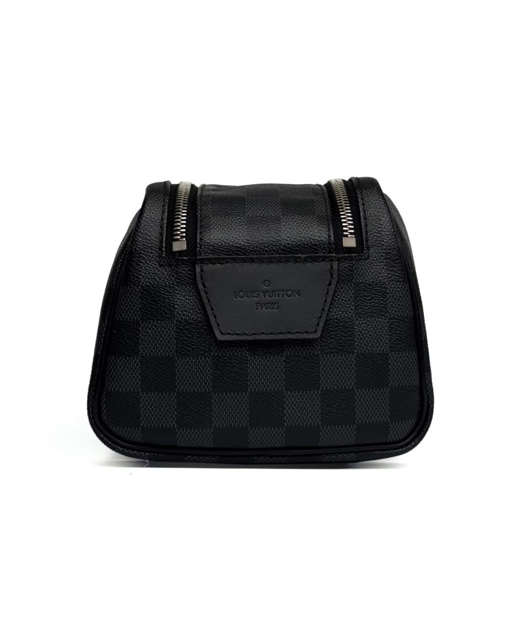 LOUIS VUITTON Черная кожаная барсетка, фото 5