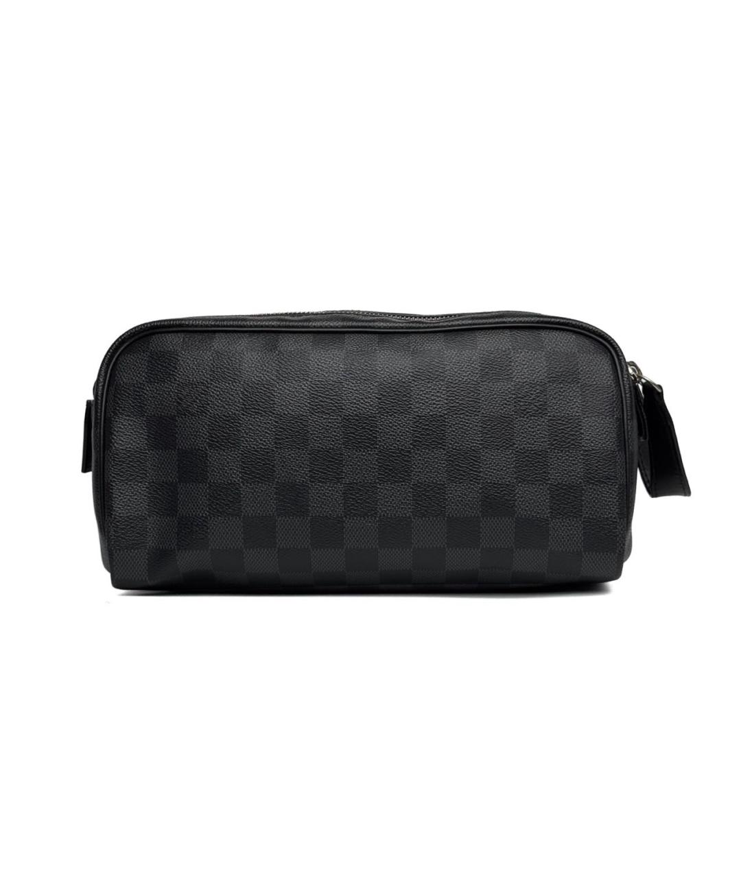 LOUIS VUITTON Черная кожаная барсетка, фото 1