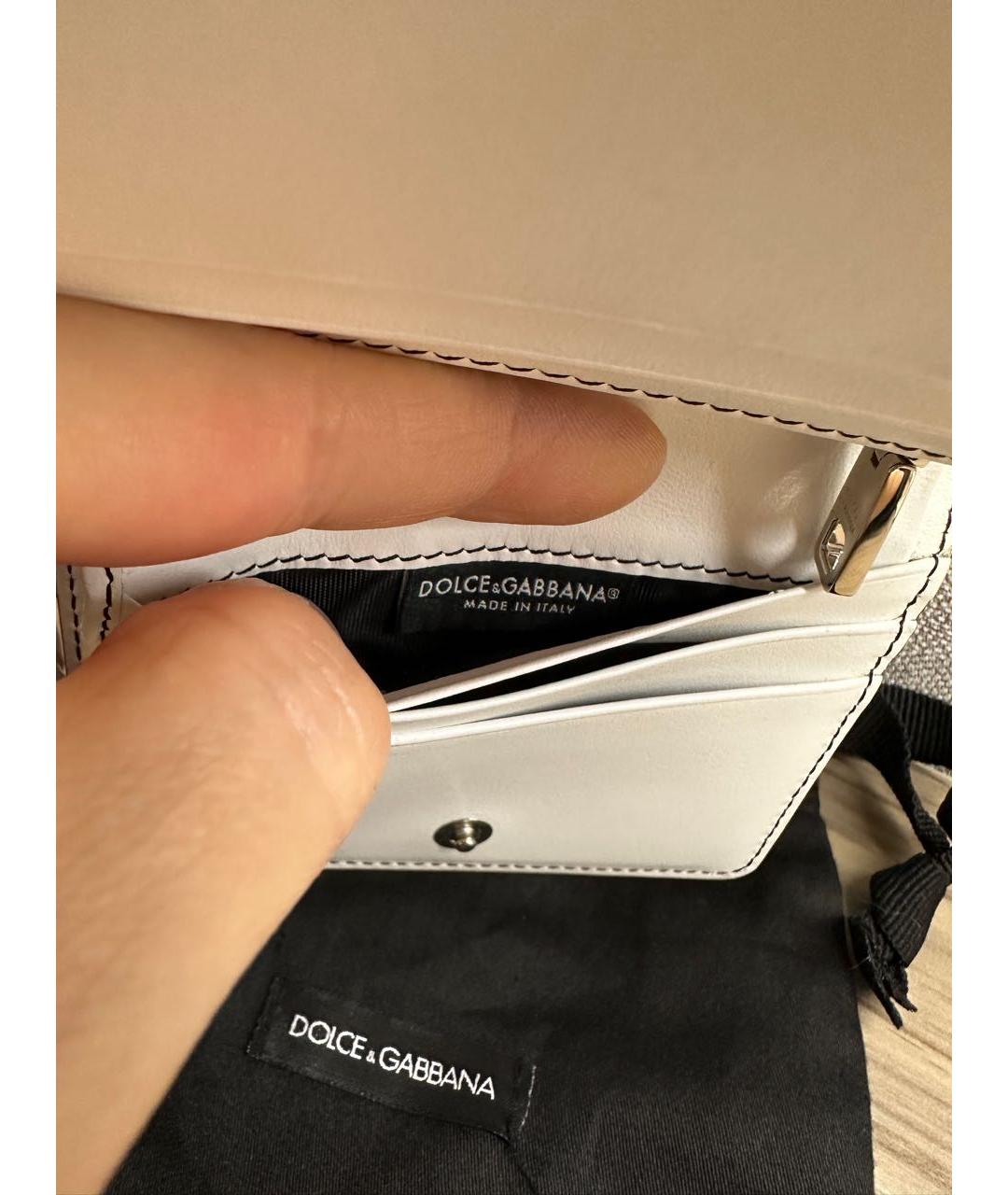DOLCE&GABBANA Белый кожаный кошелек, фото 6
