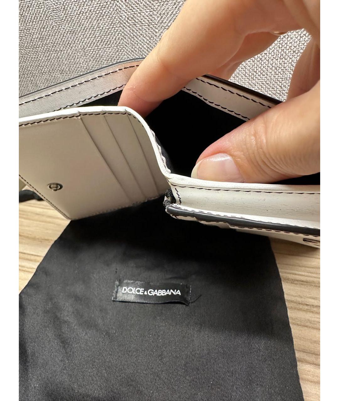 DOLCE&GABBANA Белый кожаный кошелек, фото 4