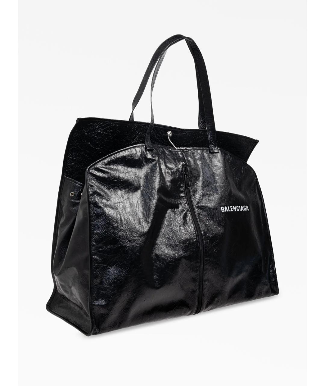 BALENCIAGA Черная кожаная сумка тоут, фото 3