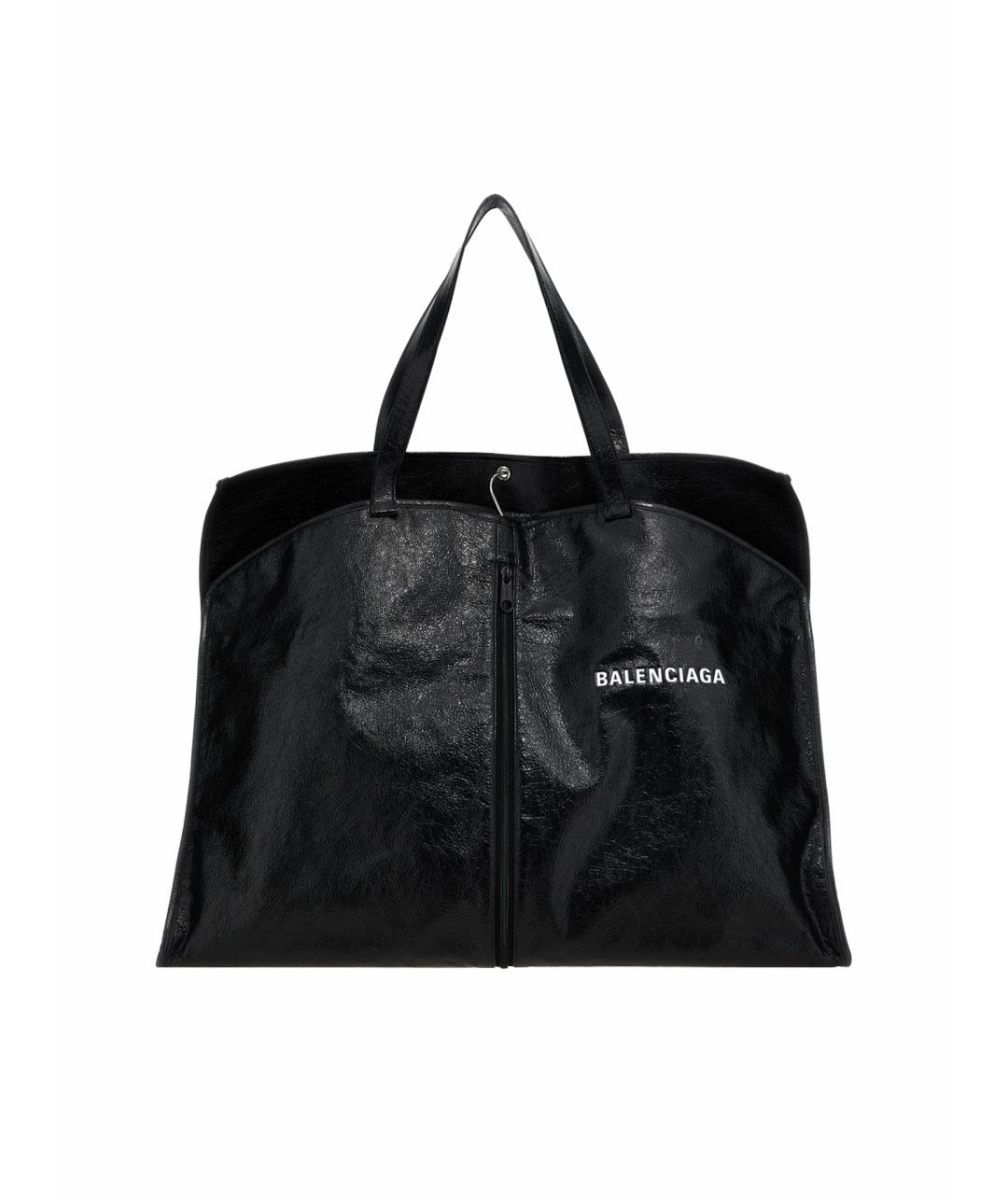 BALENCIAGA Черная кожаная сумка тоут, фото 1