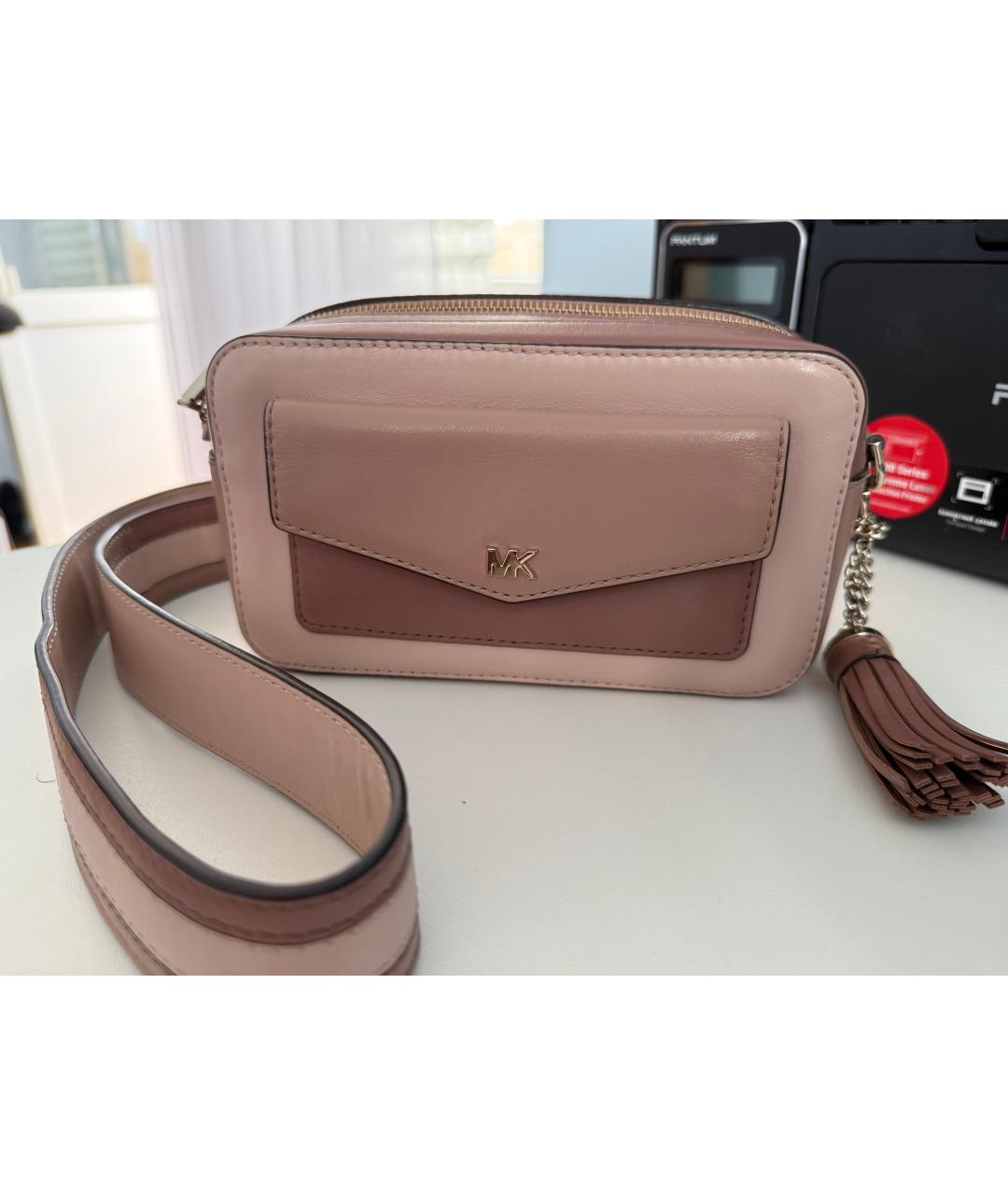 MICHAEL KORS Розовая кожаная сумка через плечо, фото 5