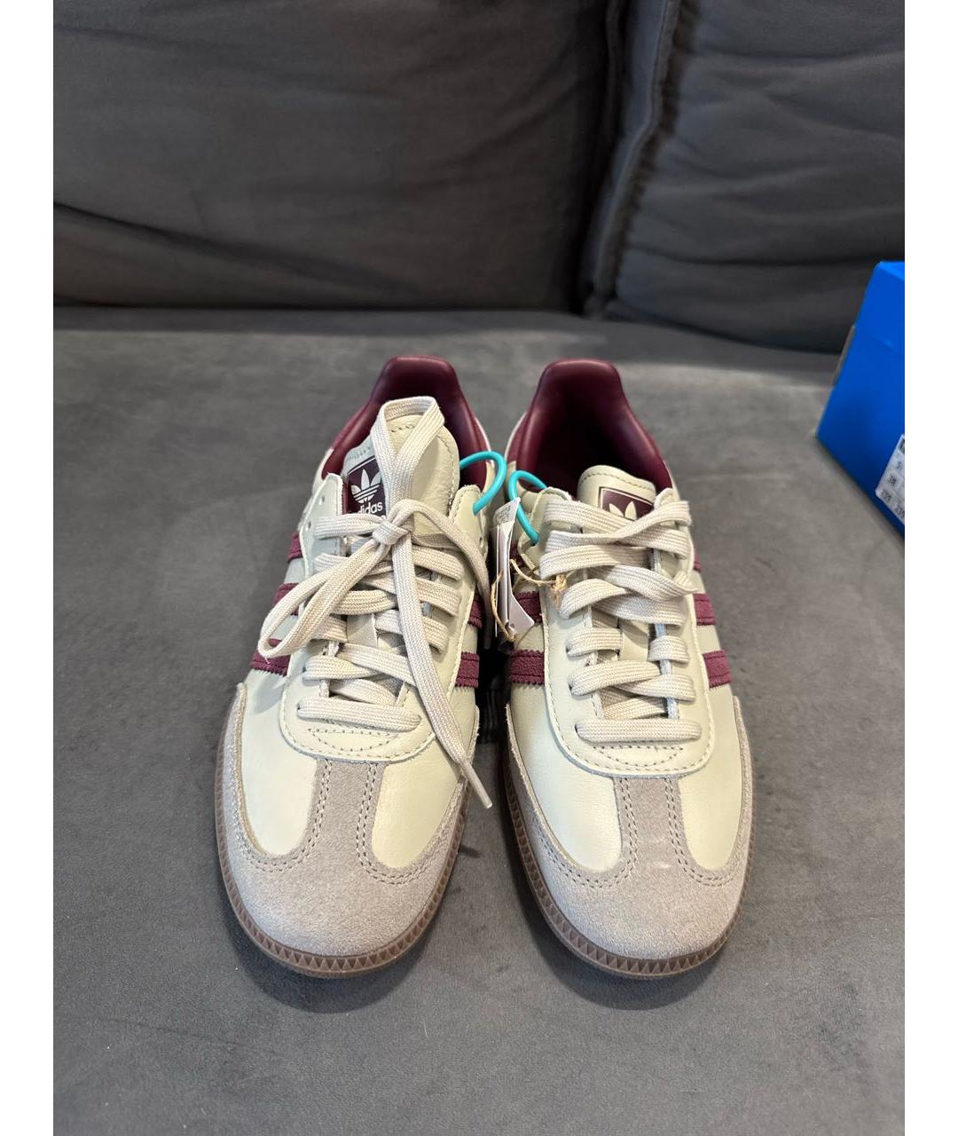 ADIDAS Бежевые кожаные кеды, фото 2