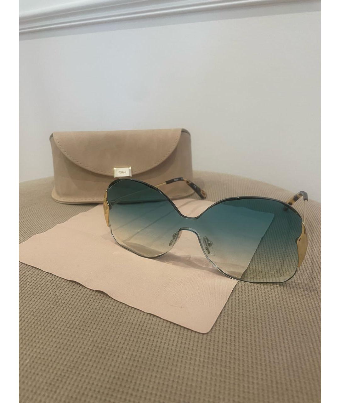 CHLOE Бирюзовые металлические солнцезащитные очки, фото 8