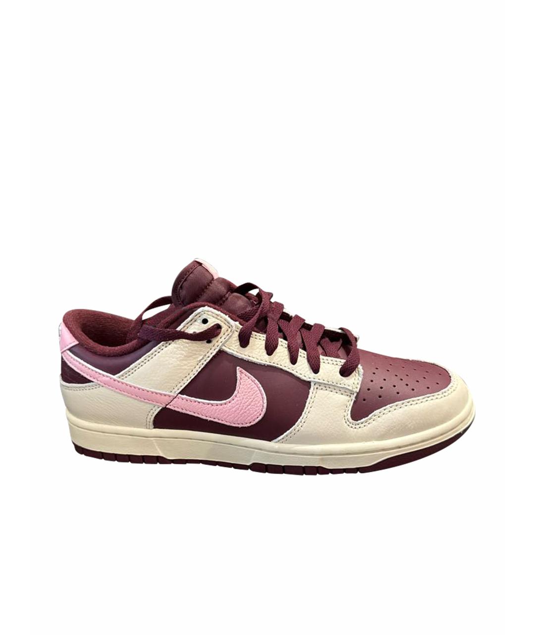 NIKE Бордовые кожаные низкие кроссовки / кеды, фото 1