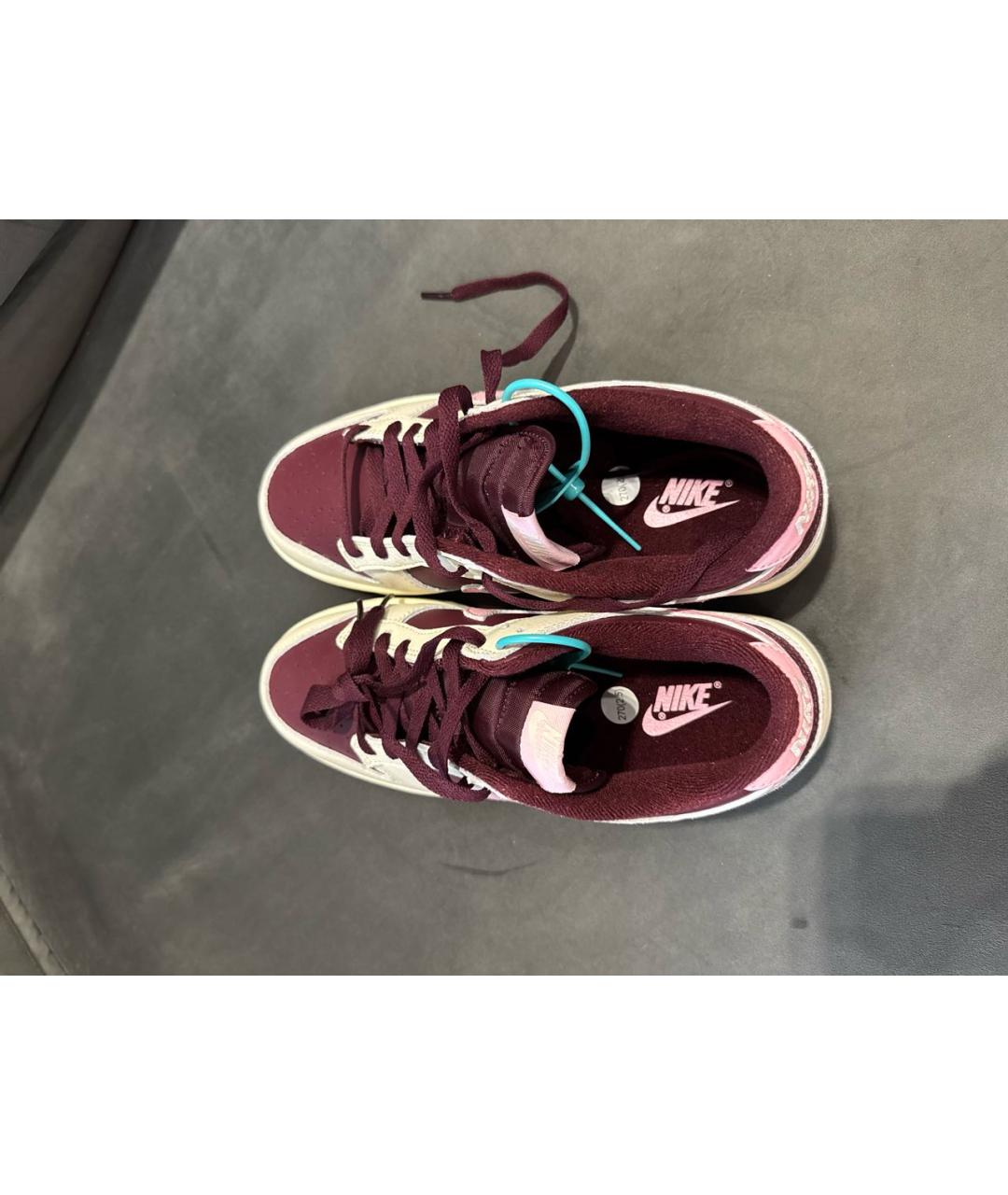 NIKE Бордовые кожаные низкие кроссовки / кеды, фото 3
