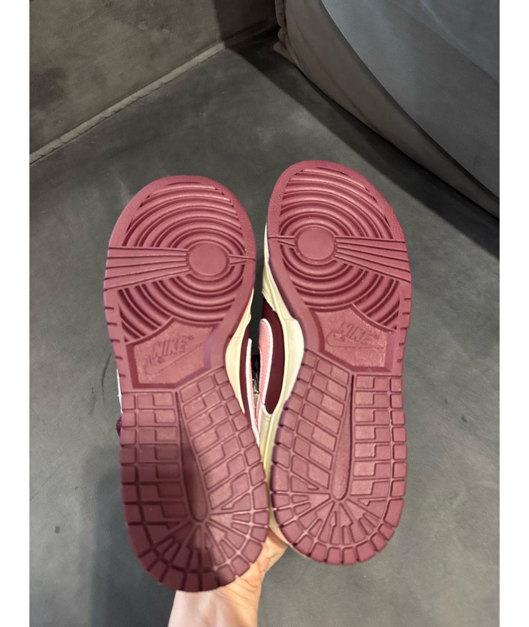 NIKE Бордовые кожаные низкие кроссовки / кеды, фото 5