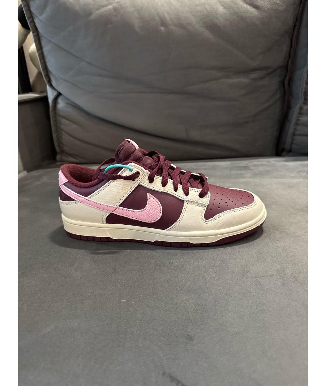 NIKE Бордовые кожаные низкие кроссовки / кеды, фото 7