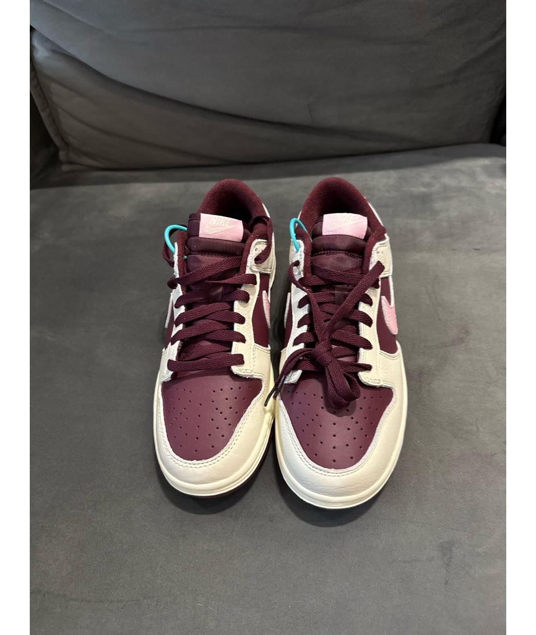 NIKE Бордовые кожаные низкие кроссовки / кеды, фото 2