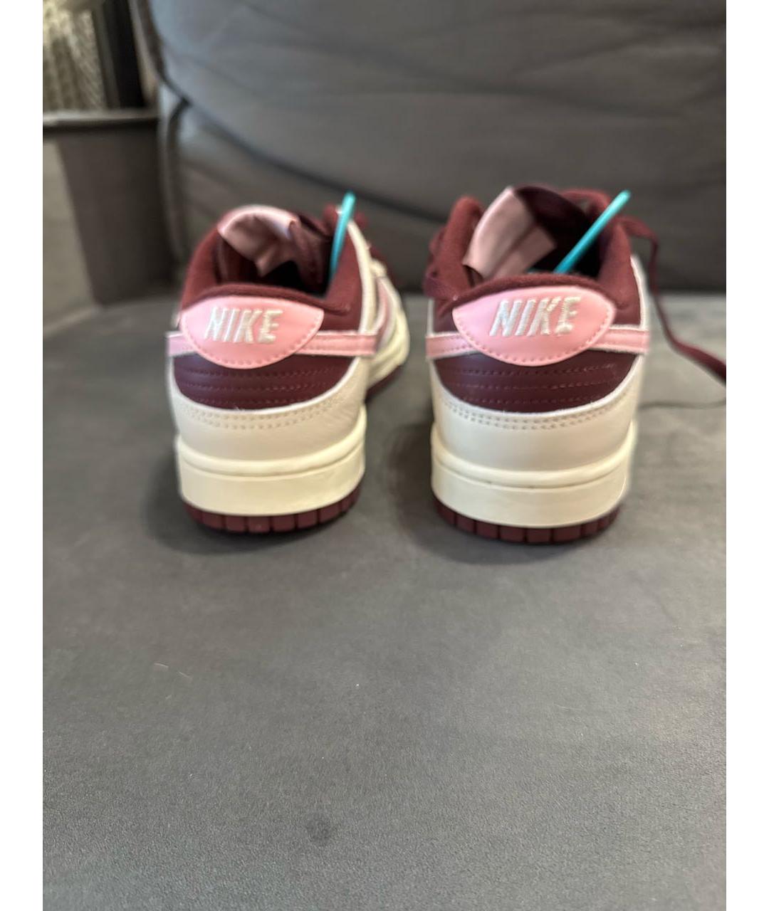NIKE Бордовые кожаные низкие кроссовки / кеды, фото 4