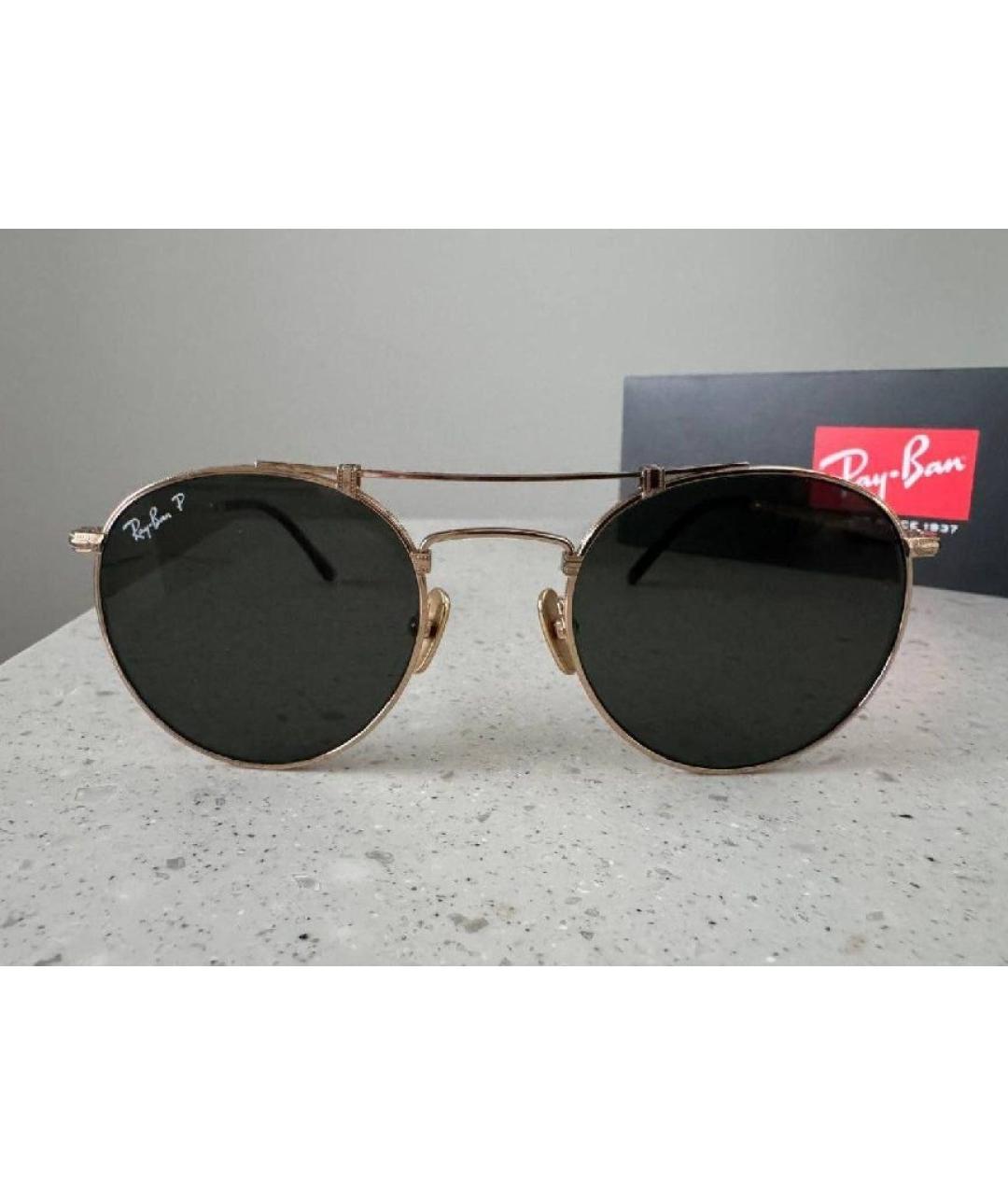 RAY BAN Золотые металлические солнцезащитные очки, фото 5
