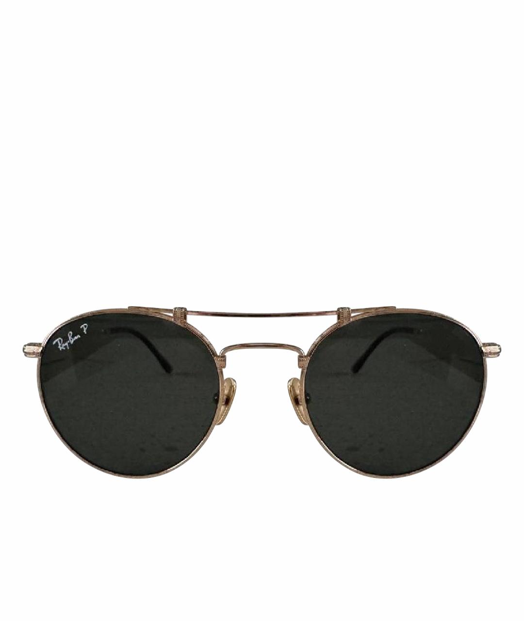 RAY BAN Золотые металлические солнцезащитные очки, фото 1
