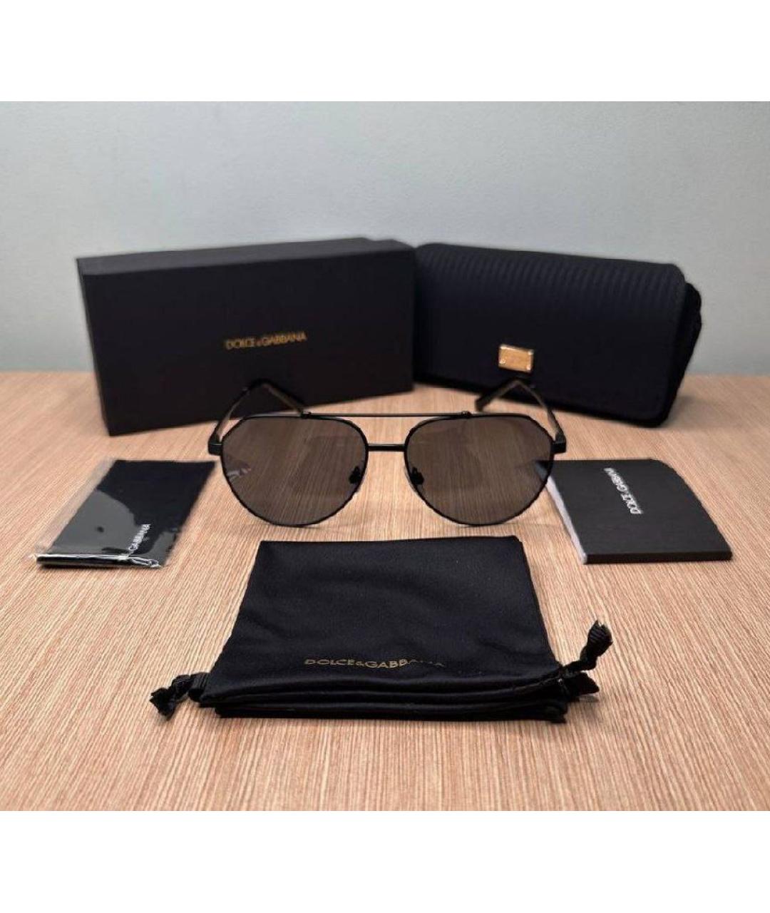 DOLCE&GABBANA Черные металлические солнцезащитные очки, фото 4