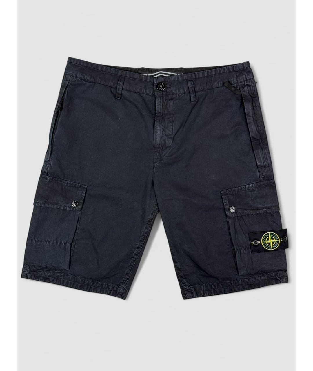 STONE ISLAND Темно-синие хлопковые шорты, фото 6