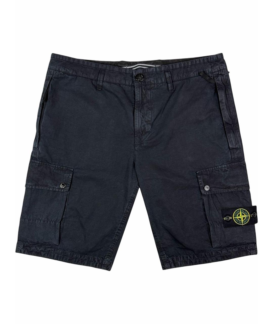 STONE ISLAND Темно-синие хлопковые шорты, фото 1