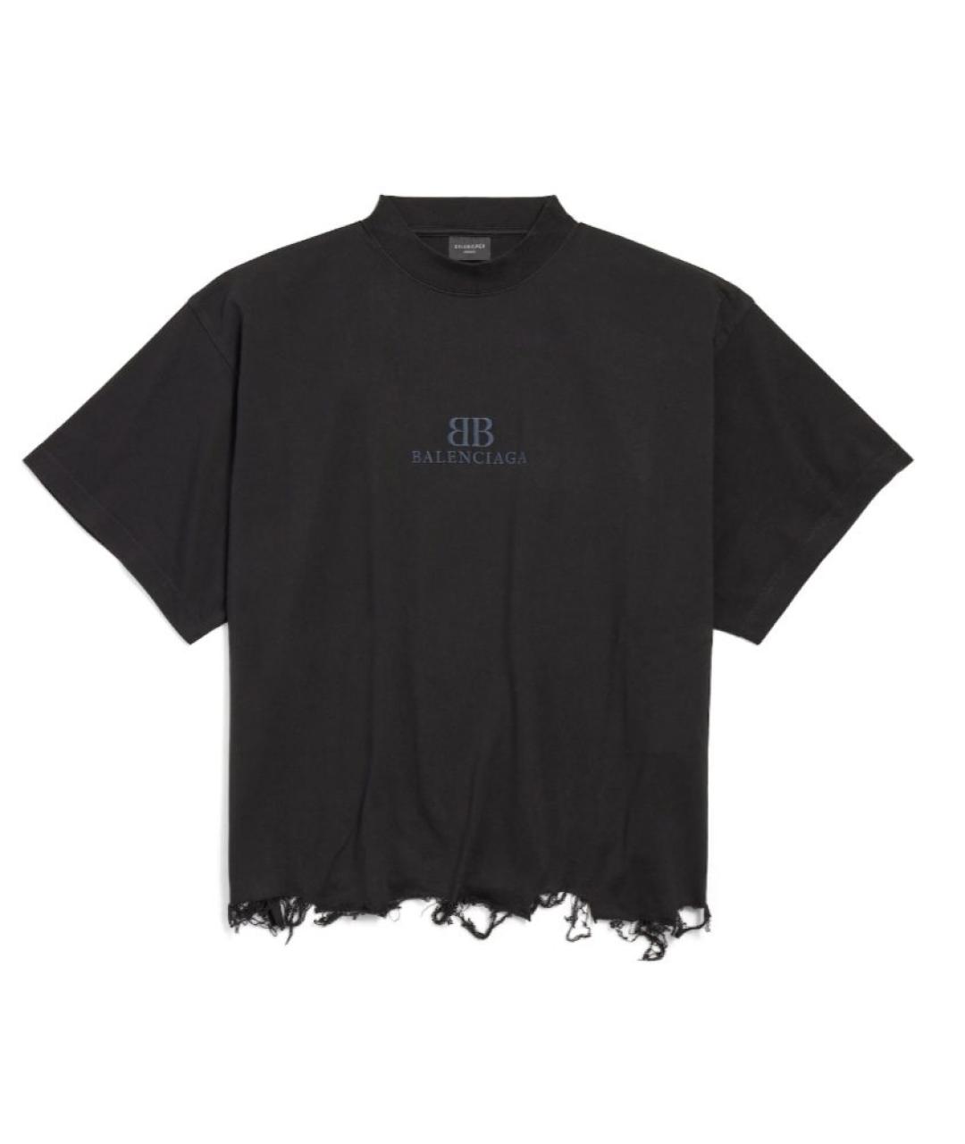 BALENCIAGA Черная хлопковая футболка, фото 9