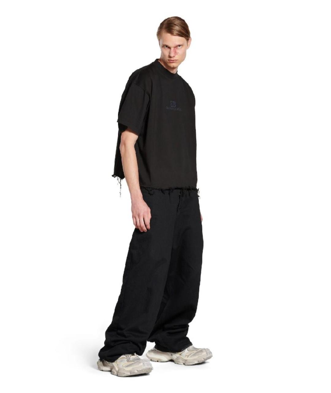 BALENCIAGA Черная хлопковая футболка, фото 5