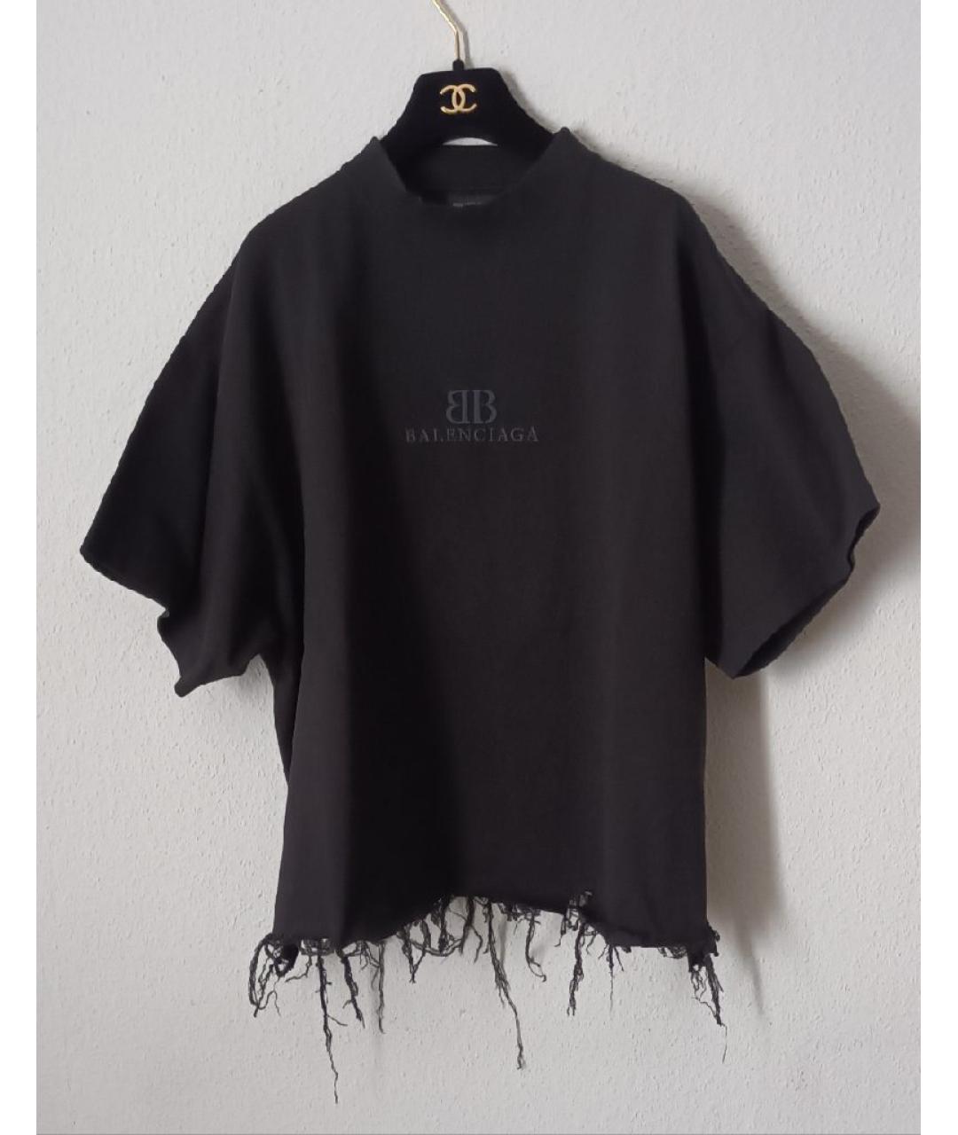 BALENCIAGA Черная хлопковая футболка, фото 2