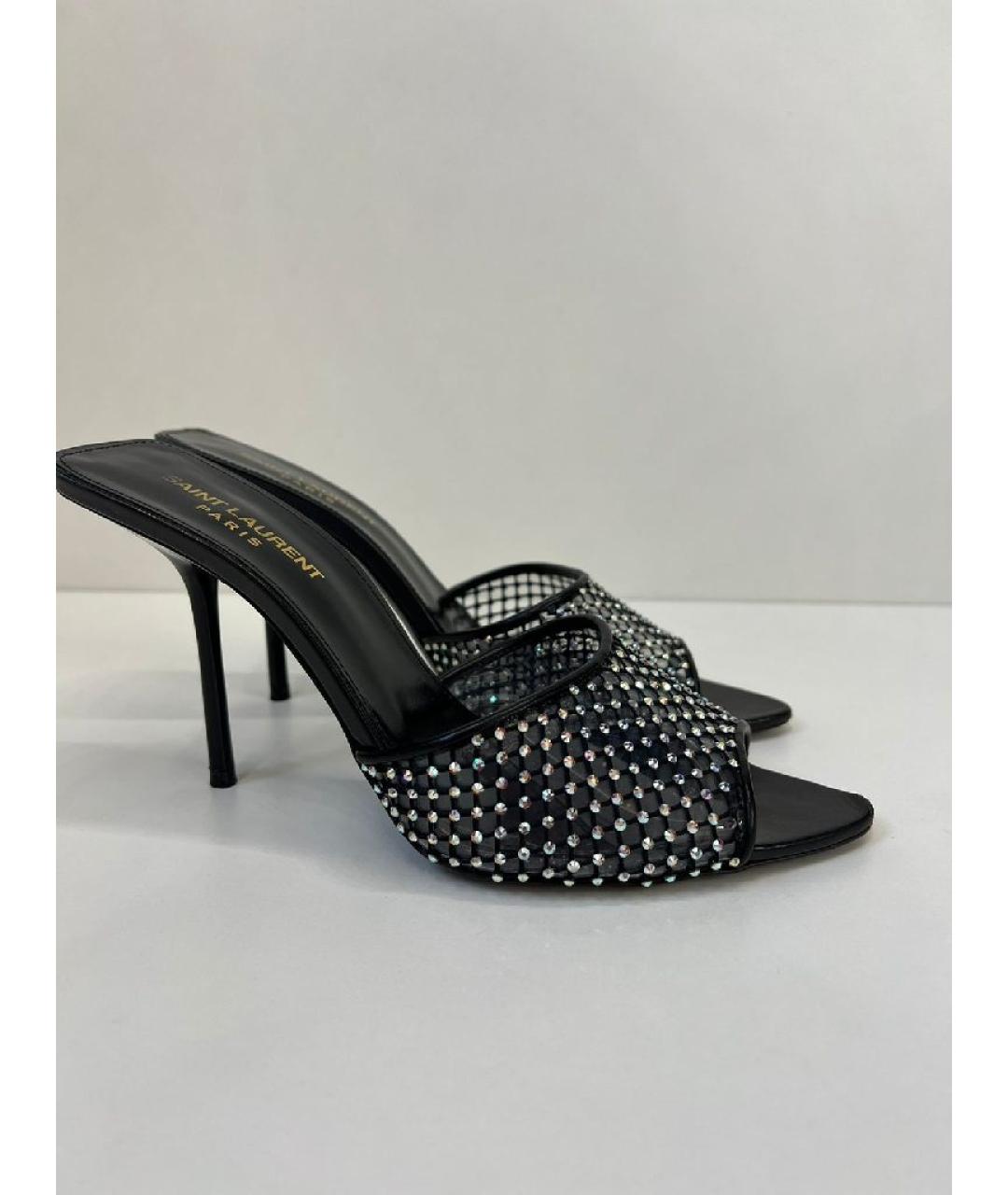 SAINT LAURENT Черные кожаные мюли, фото 10