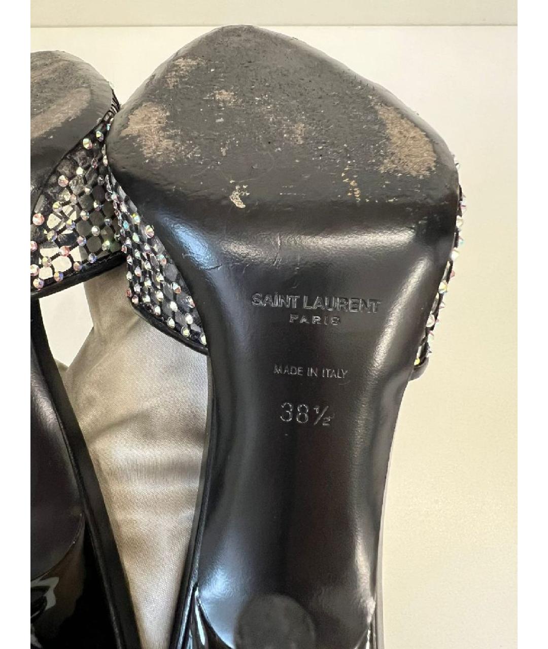 SAINT LAURENT Черные кожаные мюли, фото 7