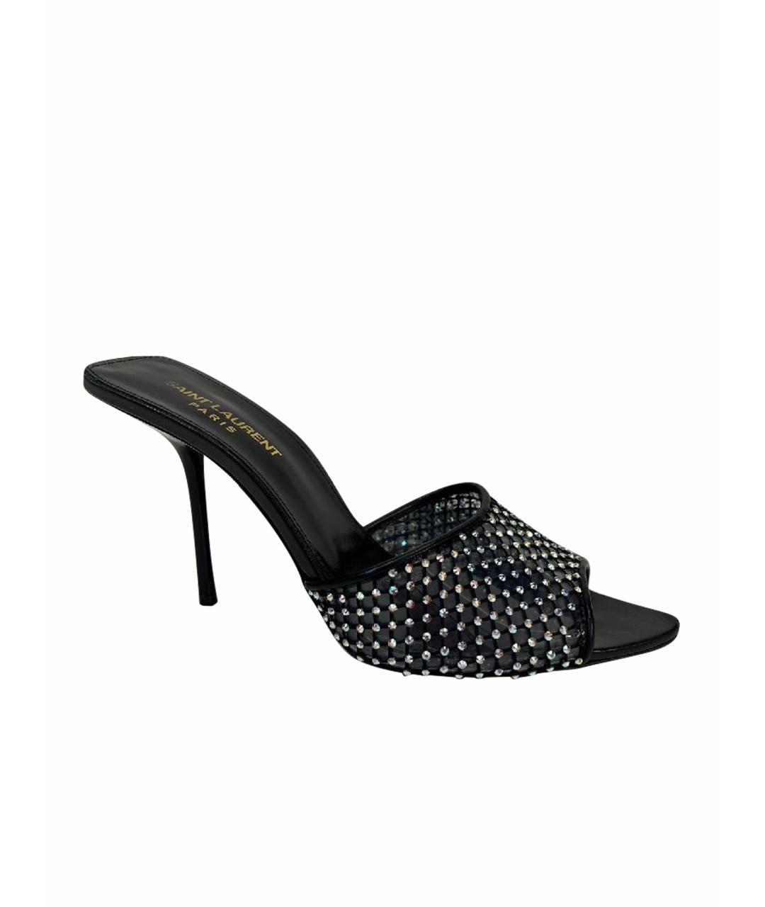 SAINT LAURENT Черные кожаные мюли, фото 1