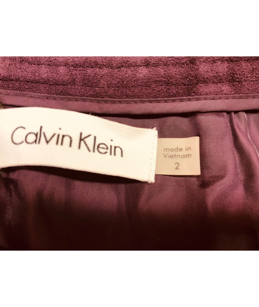 CALVIN KLEIN Фиолетовая замшевая юбка миди, фото 4